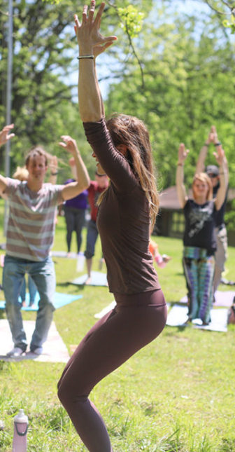 Debby Siegel RYT yoga outside St. Louis