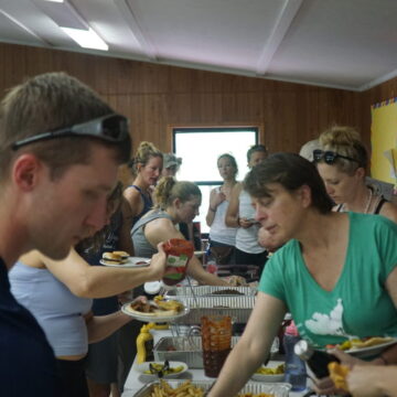 Community meals are served Buffet Style at Manifest Station music and yoga festival.