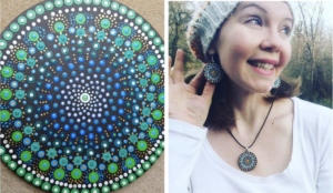 Mindful Yoga and Art Mandala Earrings and necklace