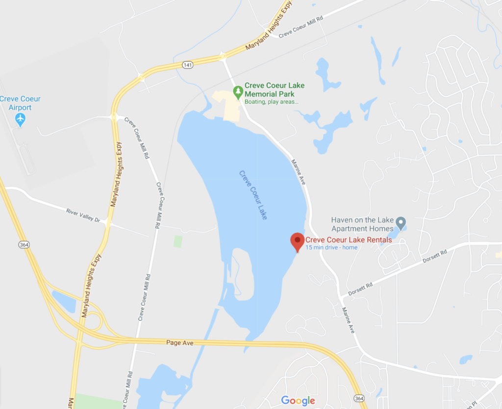 Map of Creve Coeur Lake Rentals pavilionn