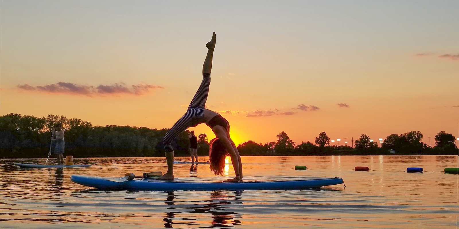 Sunset SUP Yoga Creve Coeur Lake Debby Siegel