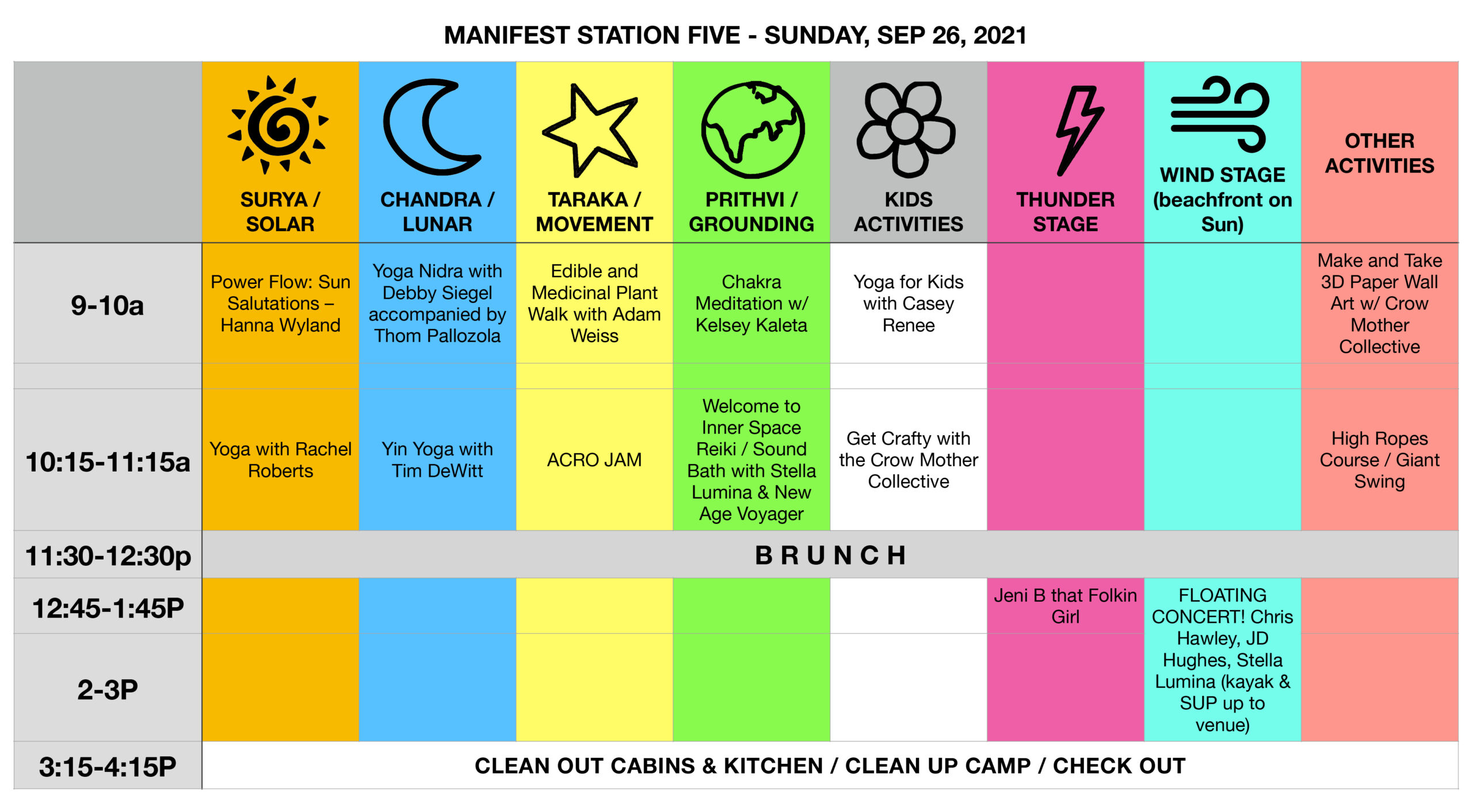 Manifest Station Music & Yoga Festival Schedule Sun Sep 26