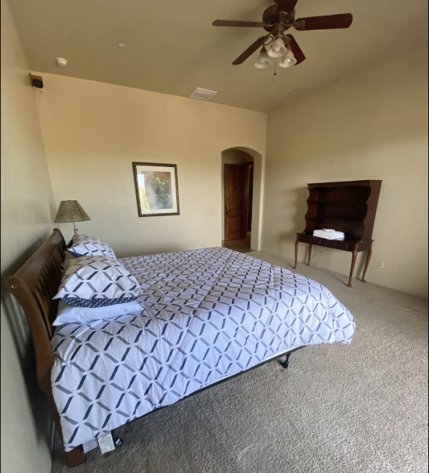 queen bedroom with ensuite bathroom