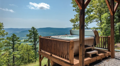 Hot Tub with a VIEW! There's a fire pit on the property too.