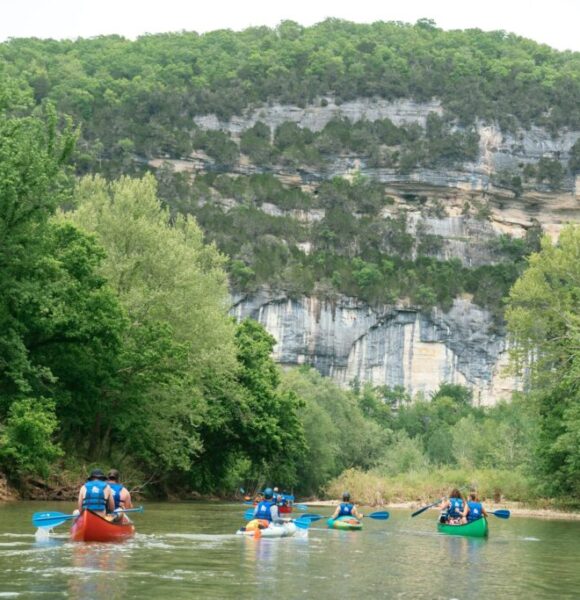 Floating on Buffalo River at yoga retreat May 2023