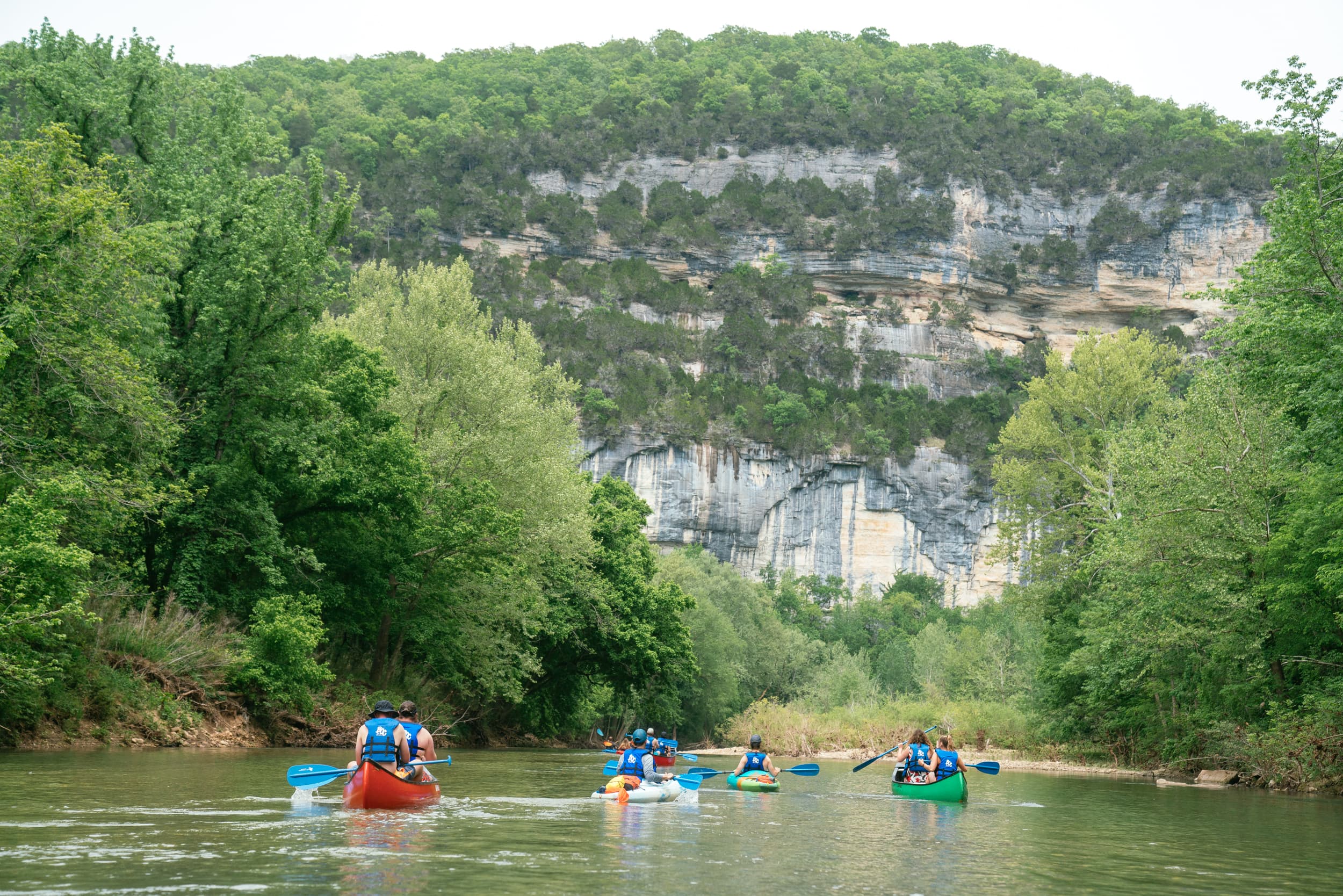 Floating on Buffalo River at yoga retreat May 2023