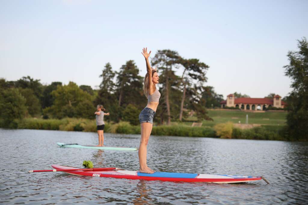 Sunset SUP Yoga Mondays at Forest Park Boathouse. FREE!